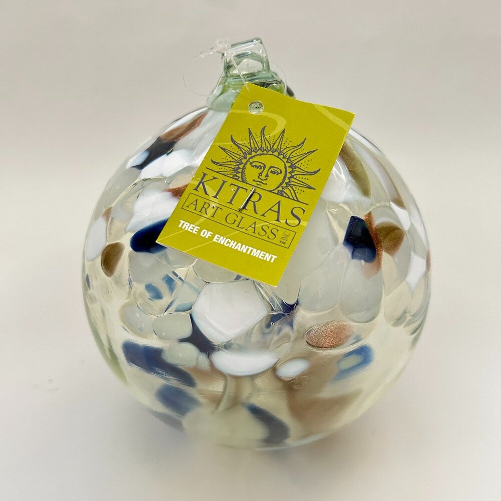 6" Kitras Art Glass - Tree of Enchantment Life - Hand Blown hanging Orb Ornament